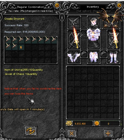 Materiales preparados para crear Dinorant
